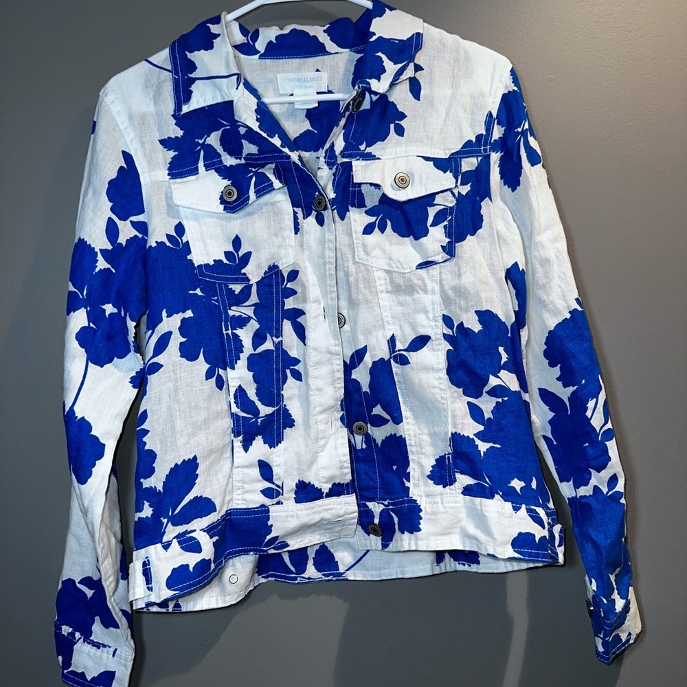 Cynthia Rowley Blue Floral Jean Jacket